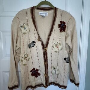 Victoria Harbour vintage Teddy Bear Cardigan Sweater